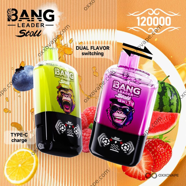 disposable vape with puff counter Bang Leader Stoll 120000 120K Puffs | Magnetic Dual-Flavor Switch & OLED Screen | Anti-Leak Mesh Coil Flavours:Cotton Candy Ice voopoo drag x plus battery raz vape review RAZ