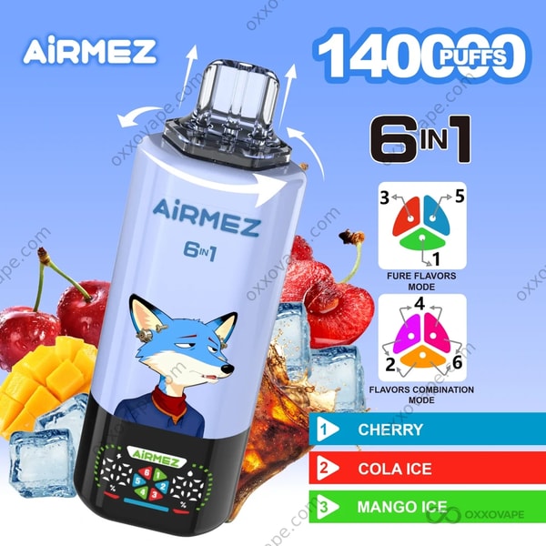 Airmez Fox 140000 Cherry Cola Ice Mango Ice 6-in-1 Flavor Combination Disposable Vape