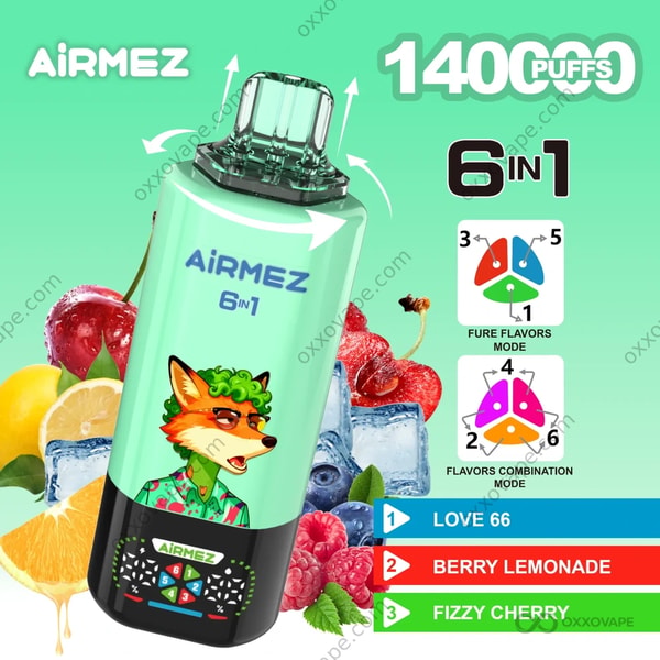 Airmez Fox 140000 Love 66 Berry Lemonade Fizzy Cherry 6-in-1 Flavor Combination