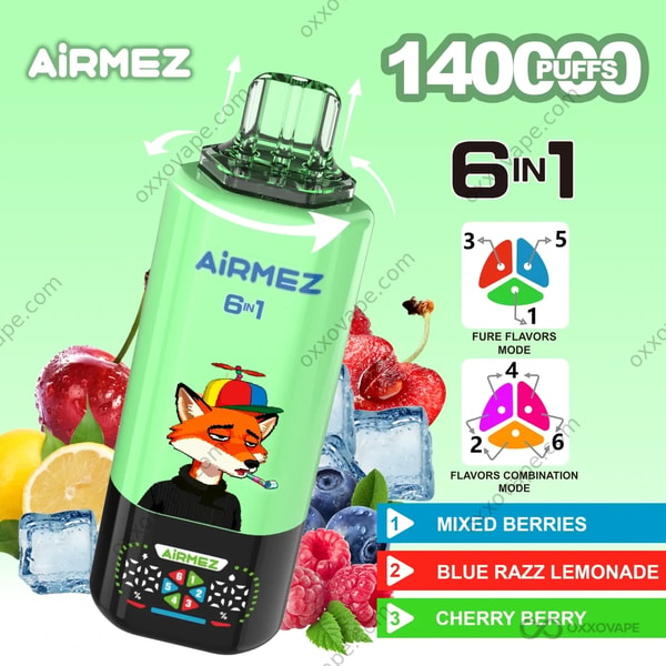 Airmez Fox 140000 Mixed Berries Blue Razz Lemonade Cherry Berry Disposable Vape