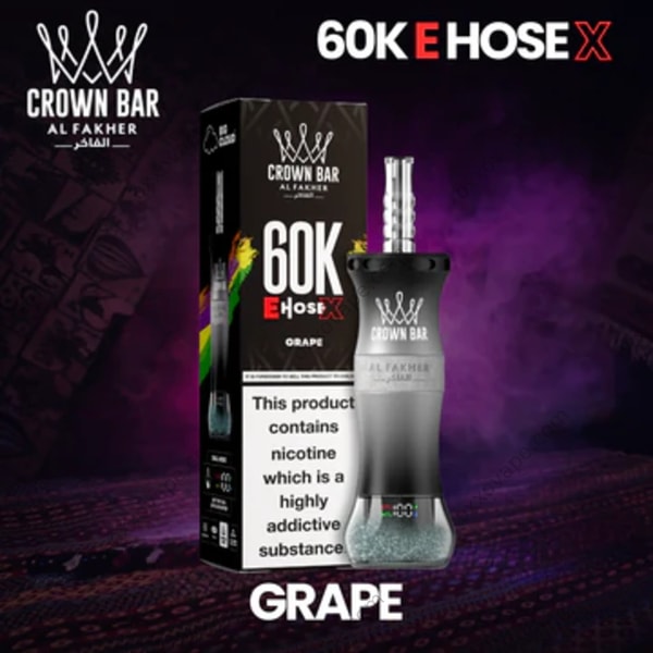 AL Fakher Crown Bar 60000 Puffs Grape flavor with full-bodied dark grape juice richness from EU Warehouse