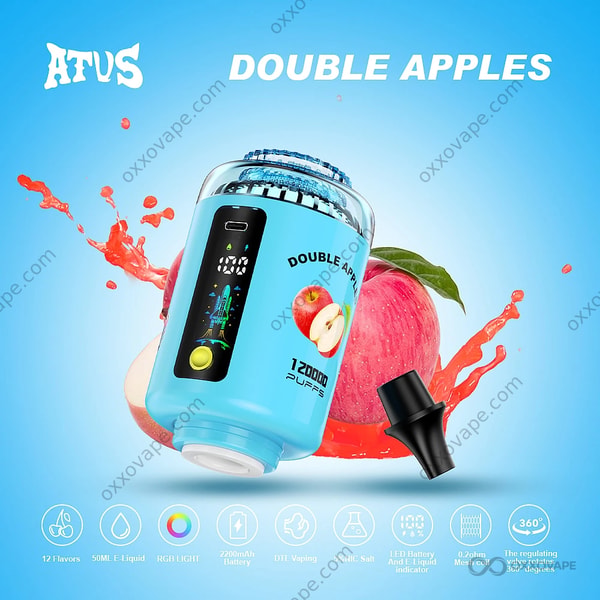 ATVS 120000 Puffs Double Apples flavor — hookah classic red green apple DTL disposable vape