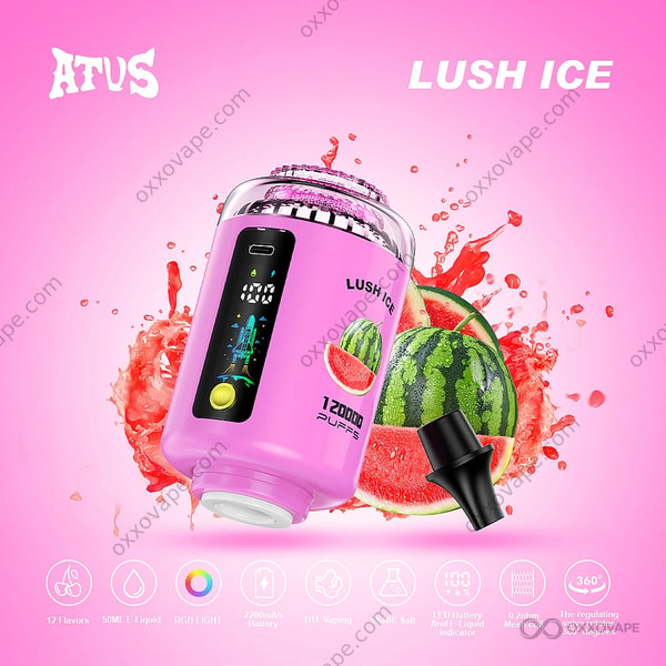 ATVS 120000 Puffs Lush Ice flavor — watermelon menthol DTL disposable vape