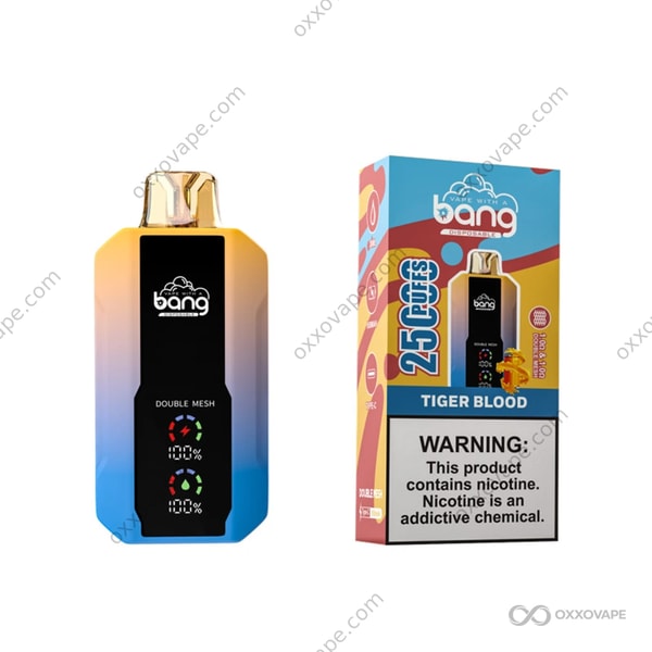 Bang 25000 Tiger Blood flavor disposable vape exotic strawberry watermelon coconut blend
