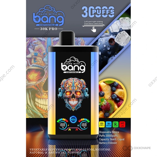 Bang 30000 Pro gemengd fruit en bosbessenijs met dubbele smaak wegwerpvape