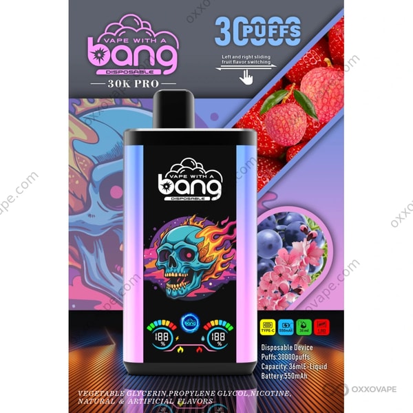 Bang 30000 Pro Sakura Druif en Aardbei Lychee Vape met dubbele smaak