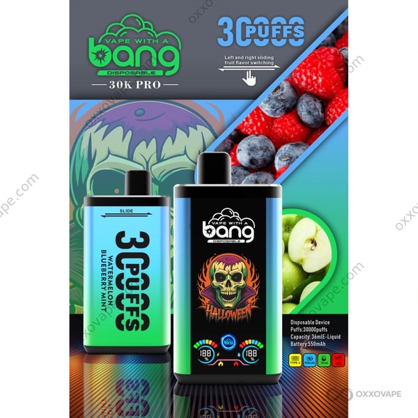 Bang 30000 Pro Zure Appel en Bosbes Framboos Dual Flavour Vape