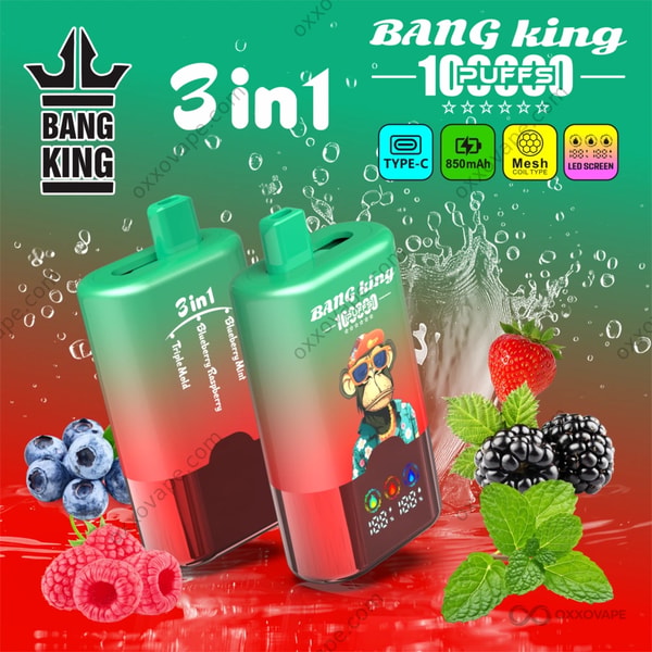 Bang King 100000 Blueberry Mint Blueberry Raspberry Triple Mold vape flavor variant