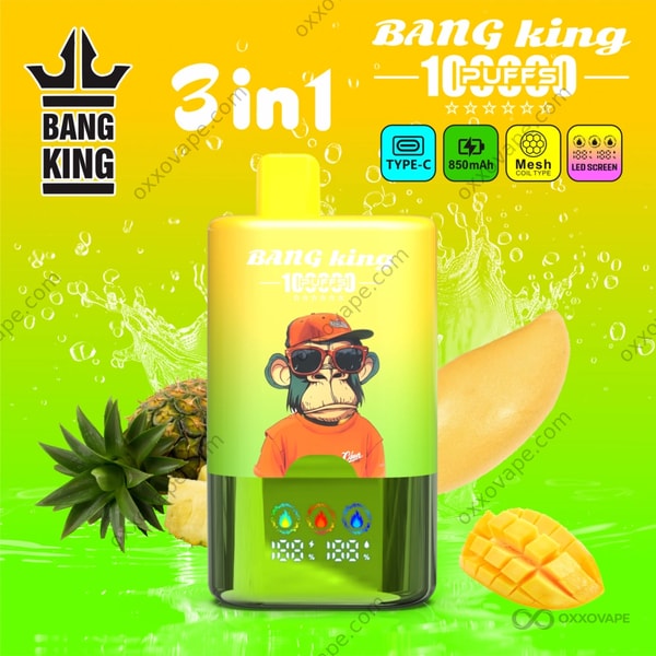 Bang King 100000 Puffs Pineapple and Mango triple flavor vape product shot