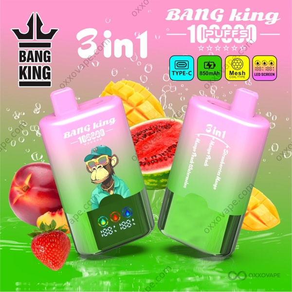 Bang King 100000 Strawberry Mango Peach Watermelon triple flavor disposable vape variant