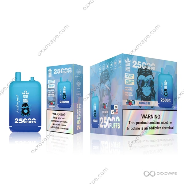 Bang King 25000 Blue Razz Ice disposable vape — tart blue raspberry with icy menthol