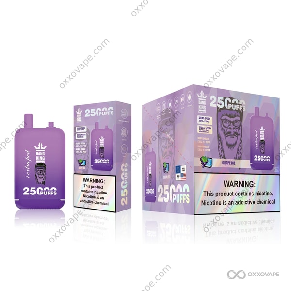 Bang King 25000 Grape Ice disposable vape — authentic Concord grape with icy menthol cooling