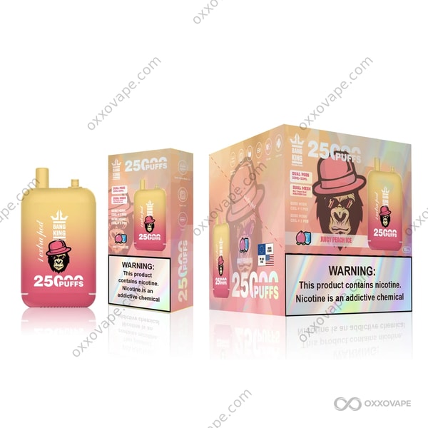 Bang King 25000 Juicy Peach Ice disposable vape — sun-ripened peach with cooling menthol