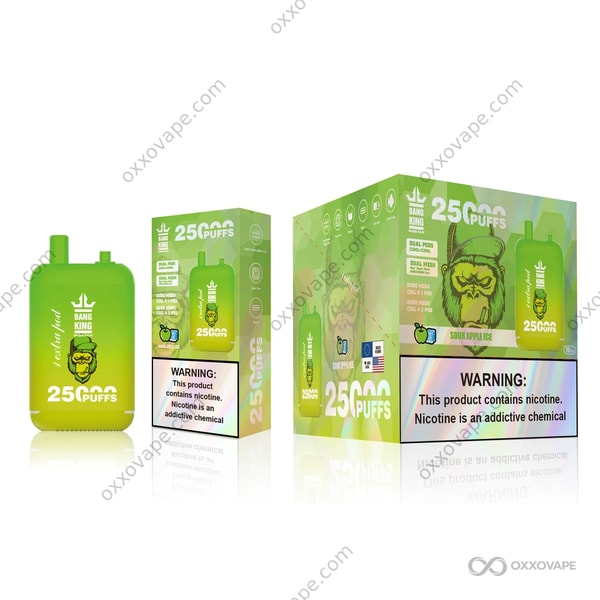 Bang King 25000 Sour Apple Ice disposable vape — sharp Granny Smith apple with icy menthol
