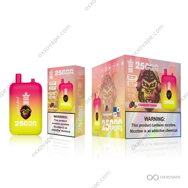 Bang King 25000 Strawberry Banana disposable vape — creamy banana and sweet strawberry blend