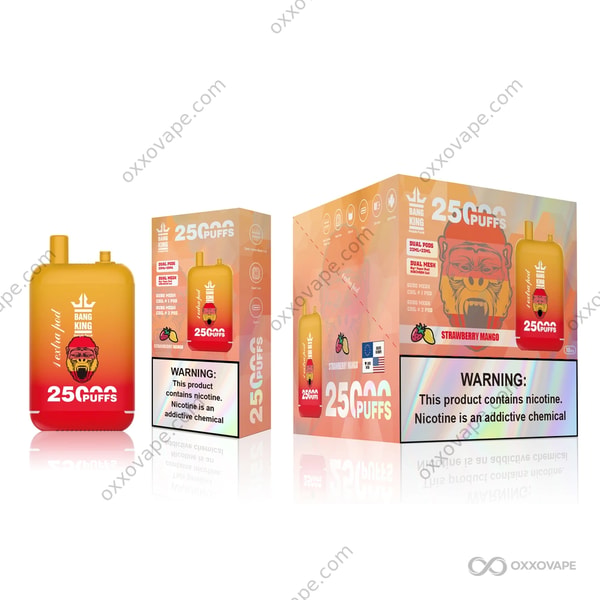 Bang King 25000 Strawberry Mango disposable vape — sweet strawberry and tropical mango fusion