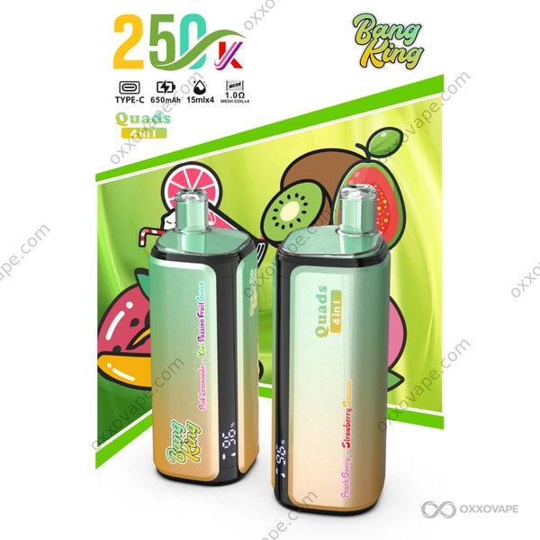 Bang King 250000 Puffs Geschmackskombination Rosa Limonade Kiwi Passionsfrucht Guave Pfirsich Beere Erdbeere Banane