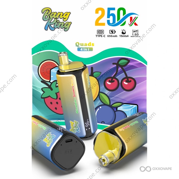 Bang King 250000 Puffs Geschmackskombination Wassermelone Eis Erdbeere Mango Blaubeere Eis Fizy Kirsche