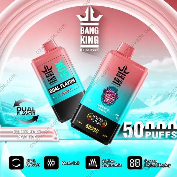 Bang King 50000 Puffs Blueberry Ice and Peach Ice Double Flavor Disposable Vape EU