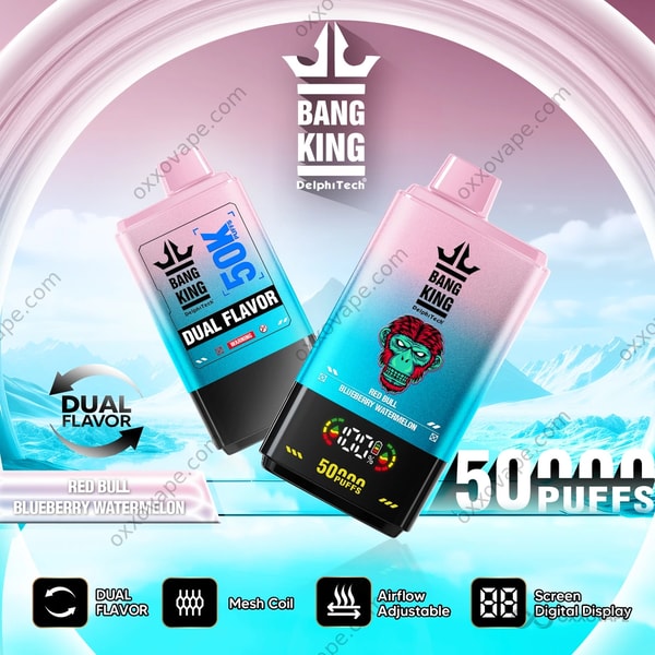 Bang King 50000 Puffs Red Bull and Blueberry Watermelon Double Flavor Disposable Vape EU