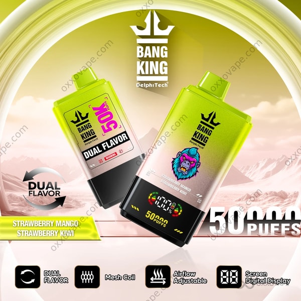 Bang King 50000 Puffs Strawberry Mango and Strawberry Kiwi Double Flavor Disposable Vape EU