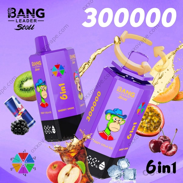Bang Leader Stoll 300000 Combo 12 Cola Ice Energy Drink Cherry Ice Melon Passion Fruit Blackberry Ice Apple Kiwi