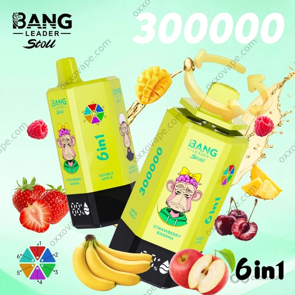 Bang Leader Stoll 300000 Combo 2 Strawberry Banana Double Apple Raspberry Watermelon Sour Mango Pineapple Tropical Fruit Lemon Peach
