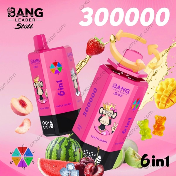 Bang Leader Stoll 300000 Combo 4 Peach Berry Triple Melon Grape Ice Black Dragon Ice Fizy Cherry Ice Gummy Bear