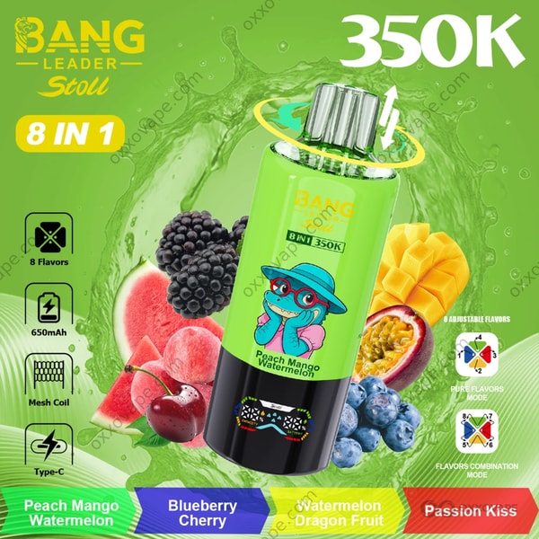 Bang Leader Stoll 350000 Geschmack Pfirsich Mango Wassermelone Blaubeere Wassermelone Wassermelone Drachenfrucht Passion Kiss