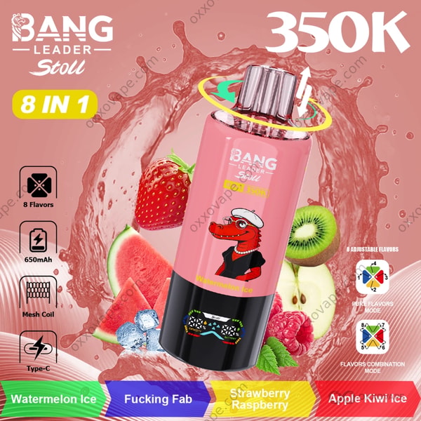 Bang Leader Stoll 350000 Geschmacksrichtung Wassermelonen-Eis, verdammt fabelhaftes Erdbeer-Himbeer-Apfel-Kiwi-Eis