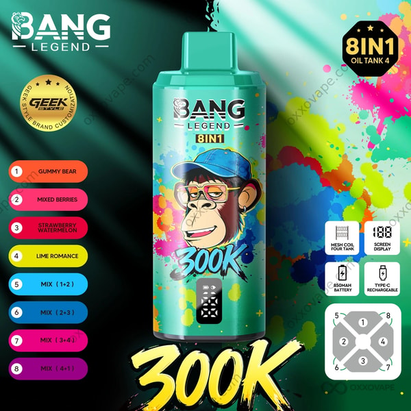 Bang Legend 300000 Puffs Gummy Bear Mixed Berries Strawberry Watermelon Lime Romance Geschmacksvariante