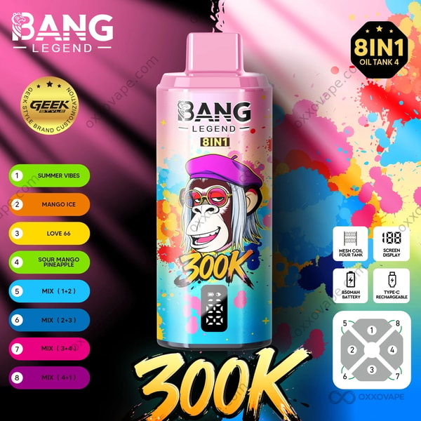 Bang Legend 300000 Puffs Summer Time Mango Ice Love 66 Geschmacksvariante Sour Mango Pineapple