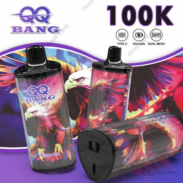 Bang QQBANG 100000 Grape Ice flavor 100K puffs icy menthol disposable vape