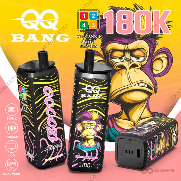 Bang QQBANG 180000 Mango Peach Grape Ice Mixed Berries Blueberry Red Bull Disposable Vape