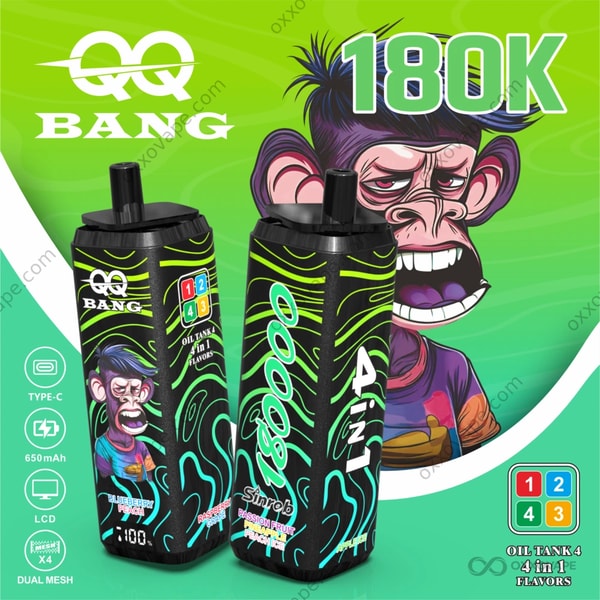 Bang QQBANG 180000 Passionfruit Pineapple Peach Ice Apple Ice Blueberry Peach Raspberry Grape