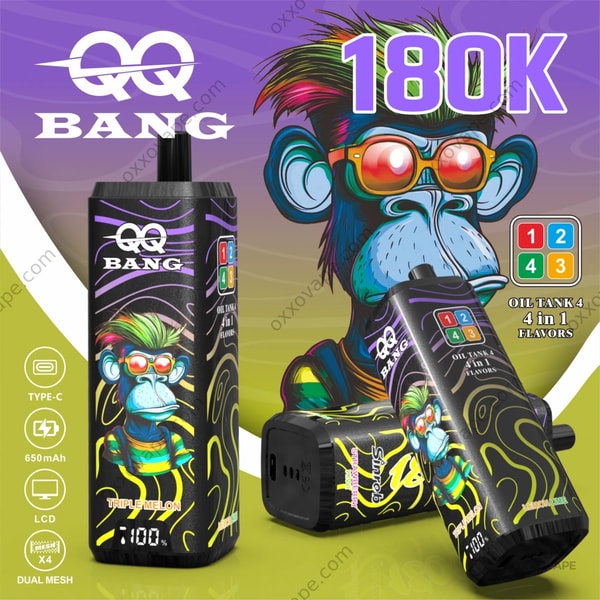 Bang QQBANG 180000 Strawberry Kiwi Apple Grape Triple Melon Lemon Lime Disposable Vape