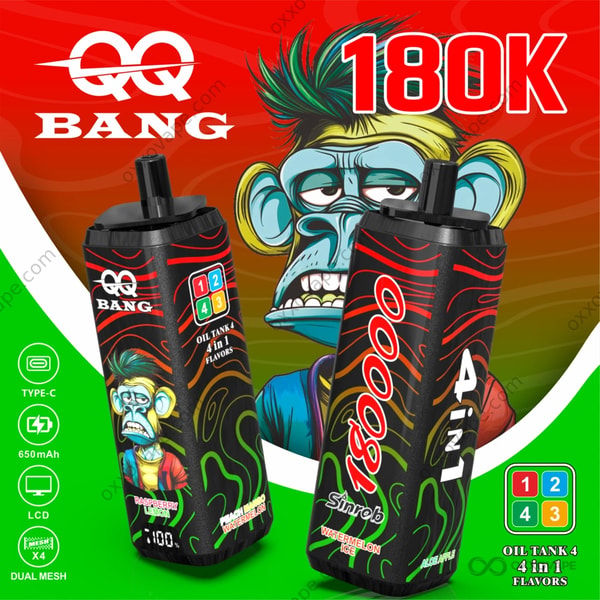 Bang QQBANG 180000 Watermelon Ice Aloe Apple Raspberry Lemon Peach Mango Watermelon Vape