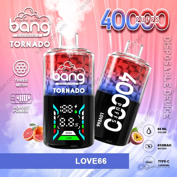 Bang Tornado 40000 Love 66 flavor — sweet tropical candy fruit blend disposable vape