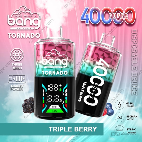 Bang Tornado 40000 Triple Berry flavor — blueberry blackberry raspberry disposable vape