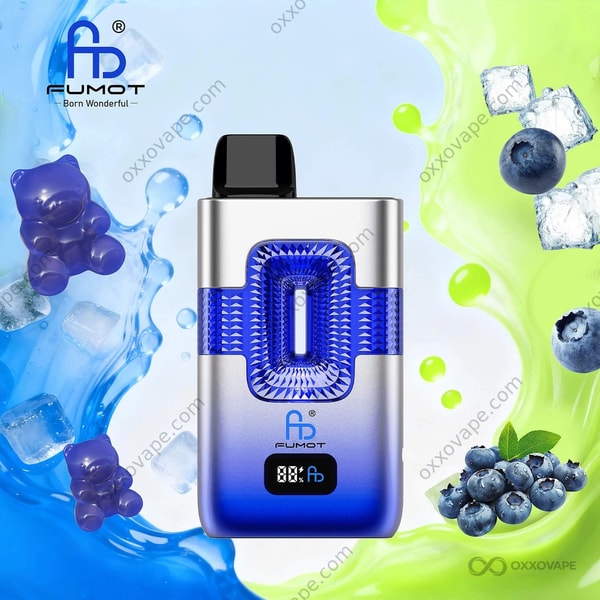 Fumot RandM Eco 50000 Blue Razz Gummy Bear and Blue Razz Ice Pop Dual Flavor Disposable Vape