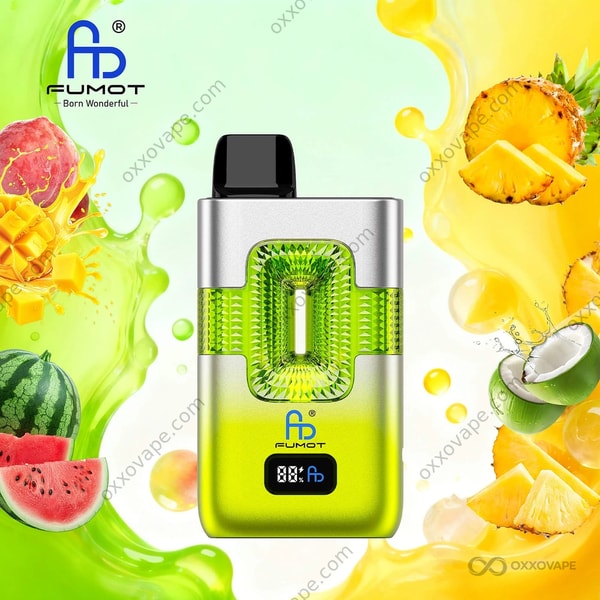 Fumot RandM Eco 50000 Peach Mango Watermelon and Pina Colada Dual Flavor Disposable Vape