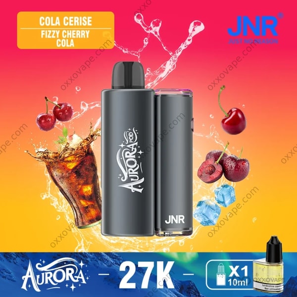 JNR Aurora 27000 Fizzy Cherry Cola flavor novelty disposable vape