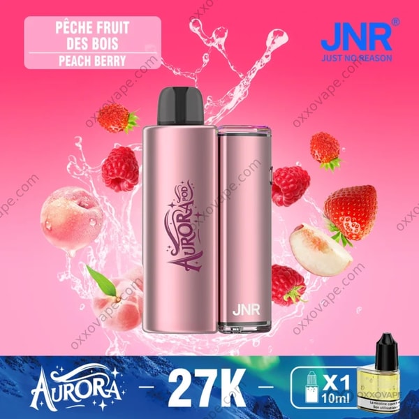 JNR Aurora 27000 Peach Berry flavor smooth all-day vape