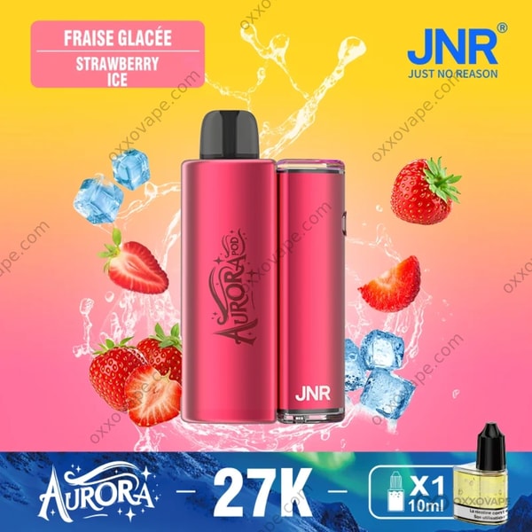 JNR Aurora 27000 Strawberry Ice flavor icy strawberry disposable vape