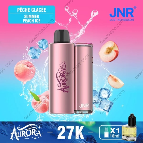 JNR Aurora 27000 Summer Peach Ice flavor iced peach disposable vape