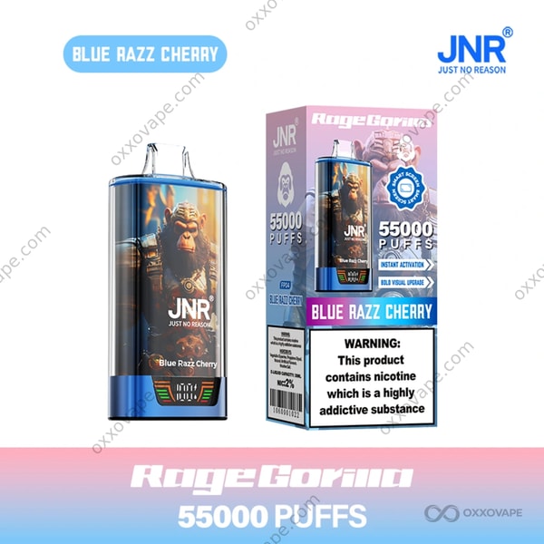 JNR Rage Gorilla 55000 Blue Razz Cherry Flavor Disposable Vape