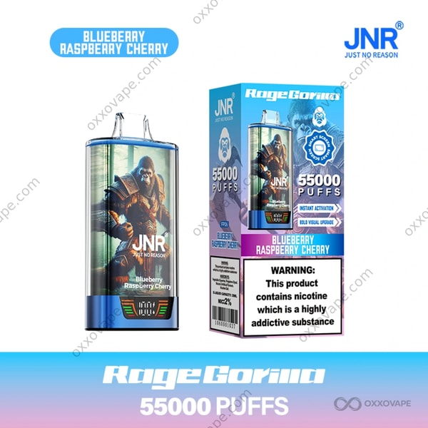 JNR Rage Gorilla 55000 Blueberry Raspberry Cherry Flavor Disposable Vape