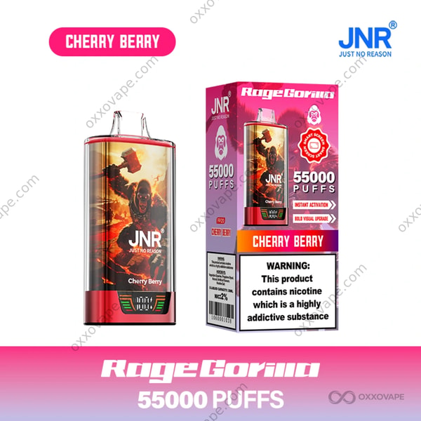 JNR Rage Gorilla 55000 Cherry Berry Flavor Disposable Vape