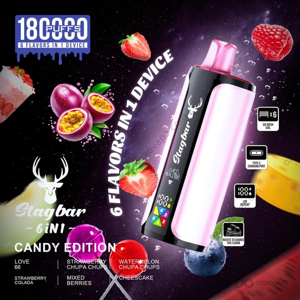 Stag Bar 180000 Candy Edition — Love 66 Gâteau au fromage Chupa Chups aux fraises et aux baies mélangées