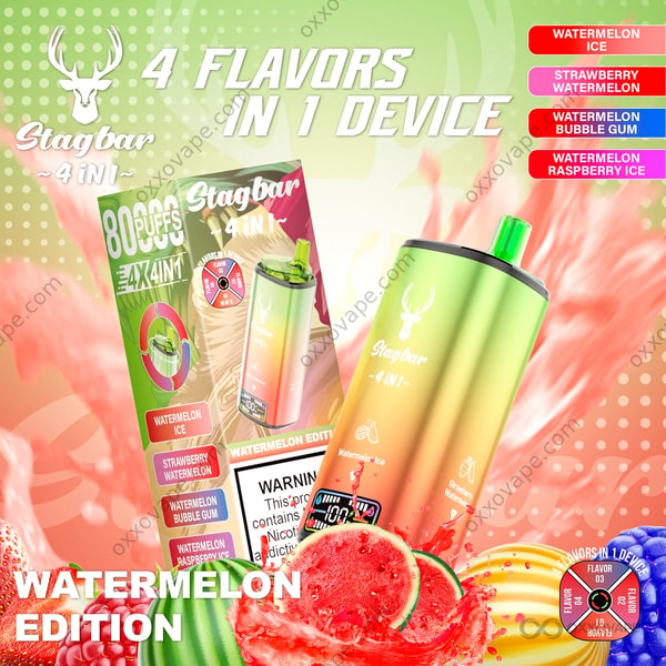 Stag Bar 80000 Pastèque Glace Fraise Pastèque Pastèque Bubble Gum Pastèque Framboise Ice Vape